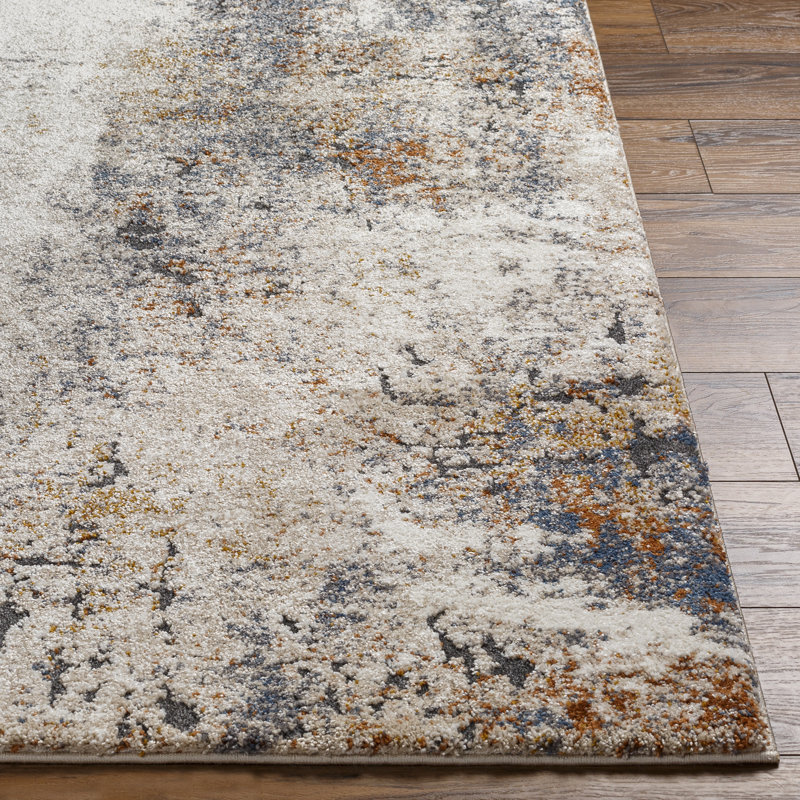 Tapis bleu / beige / gris en polypropylène tissé à la machine Dunigan, Rectangle 7 pi 10 po x 10 pi 3 po