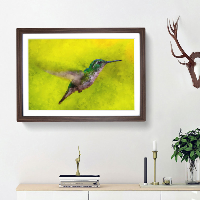 Hummingbird in Costa Rica - Picture Frame Painting Print, 24cm H x 33cm W x 2cm D, Walnut Framed