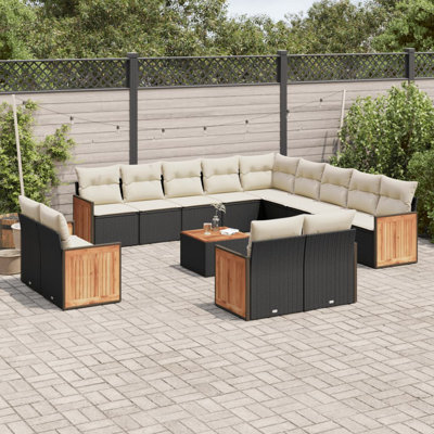  Ensemble de canapé de jardin noir