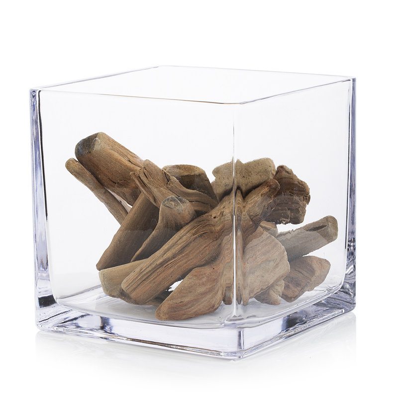 Vase en verre transparent, H 6 po x l 6 po x P 6 po