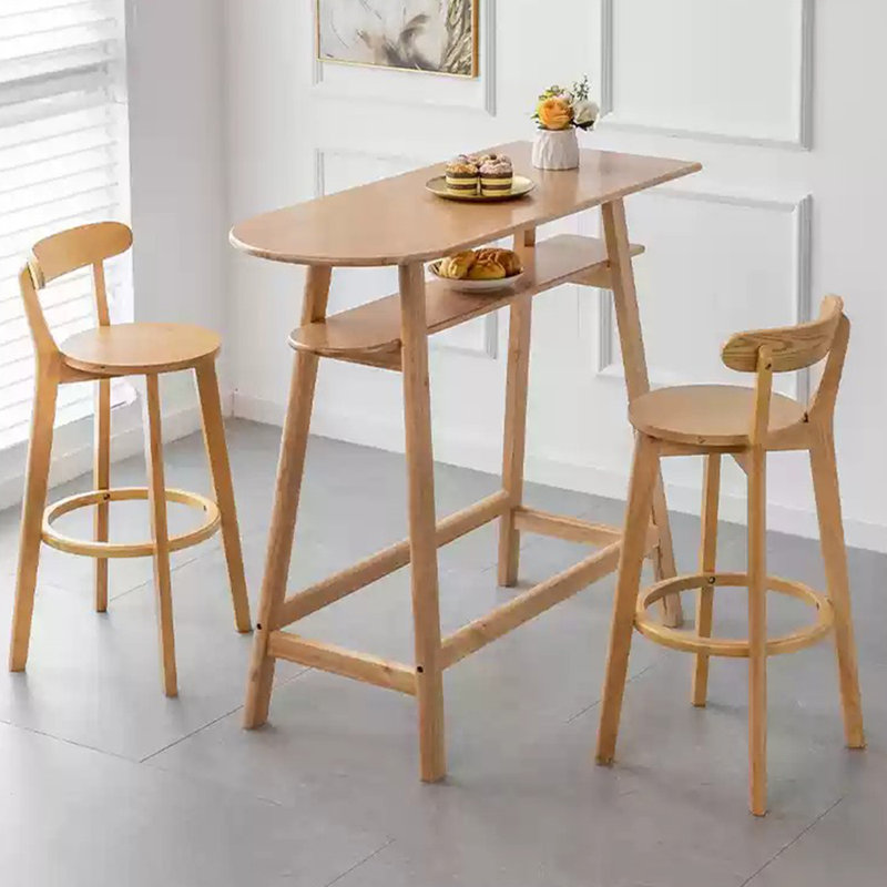 Table de bar moderne en bois massif minimaliste avec rangement
