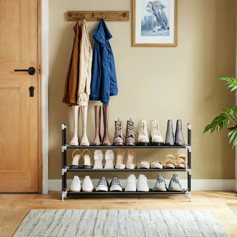 Shoe Rack, 22.8" H x 38.8" W x 11" D, Black