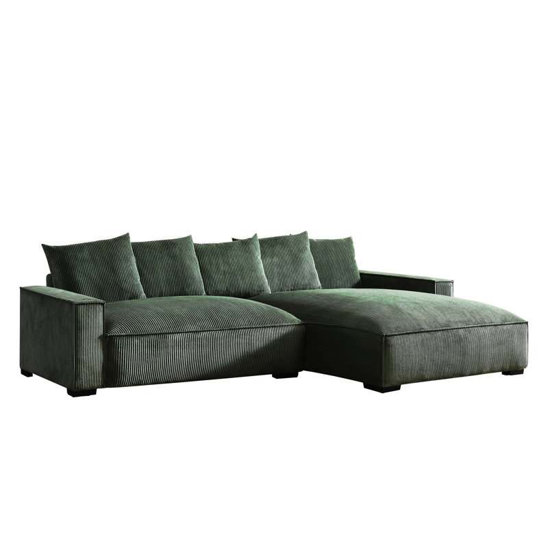 Canapé modulaire surdimensionné, Accoudoir à droite (vu de face), Velours côtelé vert foncé