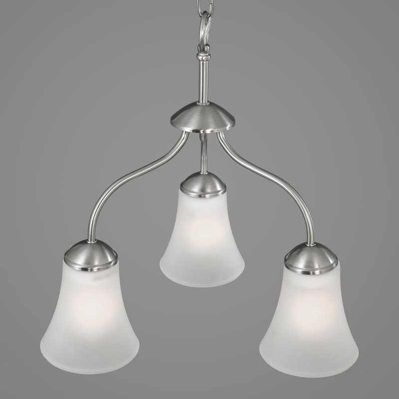 Lustre classique à 3 lumières avec abat-jour Francisca, Nickel brossé