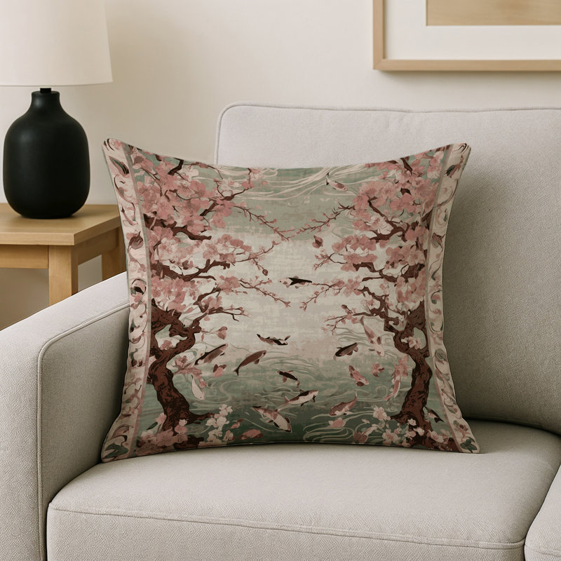 Coussin décoratif intérieur / extérieur gris Modern Modern, Carré 16 po, Gris / rose / floral brun