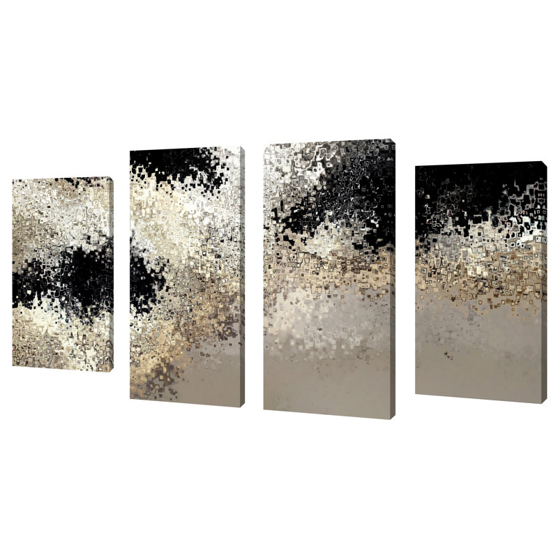 « crossed over », ensemble de 4 reproductions d’art sur toiles tendues, H 38 po x l 72 po x P 1,5 po