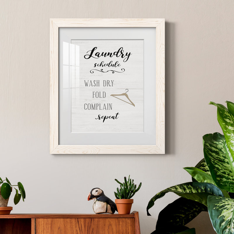 Laundry Complain - Art textuel avec cadre photo, H 20 po x l 17 po x P 1,5 po, Cadre blanc