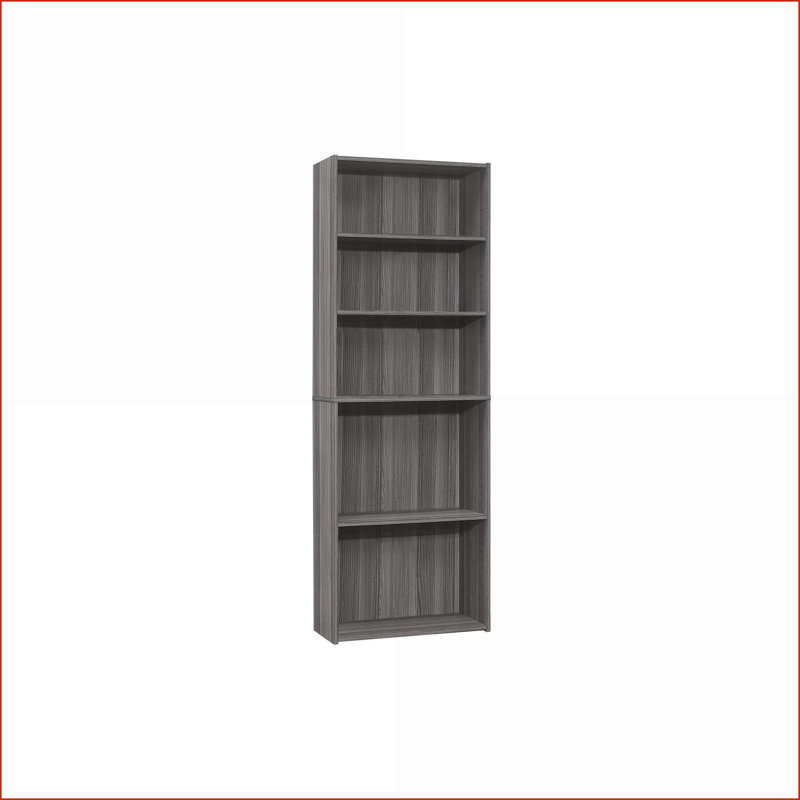 Bibliothèque à 6 niveaux de style transitionnel H 72 po avec tablettes réglables | Gris ardoise | Panneau de particules, Gris