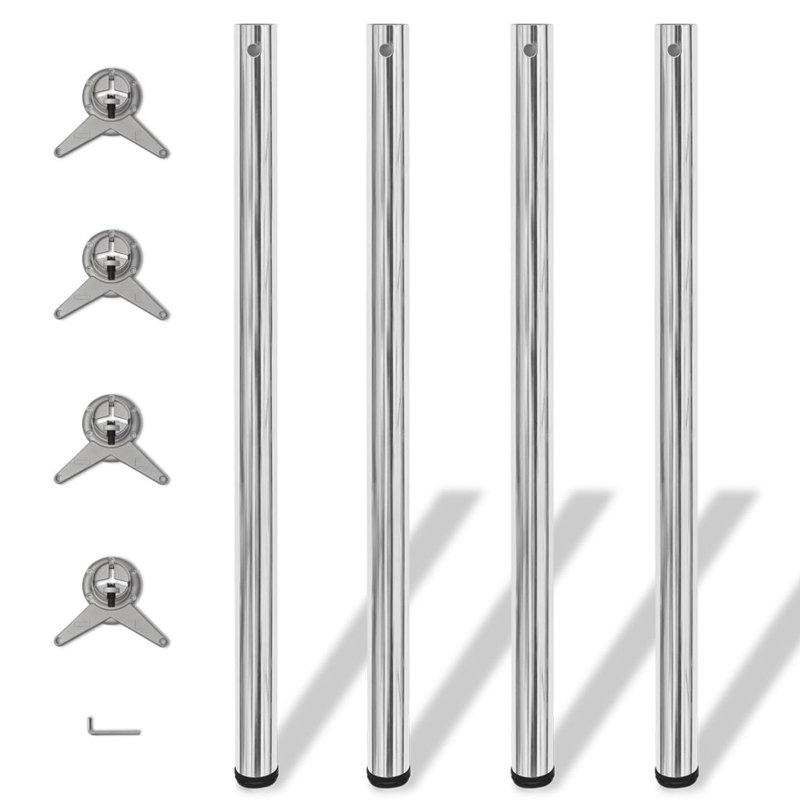 Adjustable Table Legs, 87cm H x 6cm W x 6cm D, Chrome