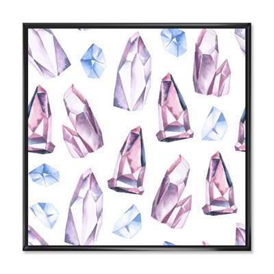 «Gentle Blue and Pink Crystals I», reproduction d'art sur toile à motifs