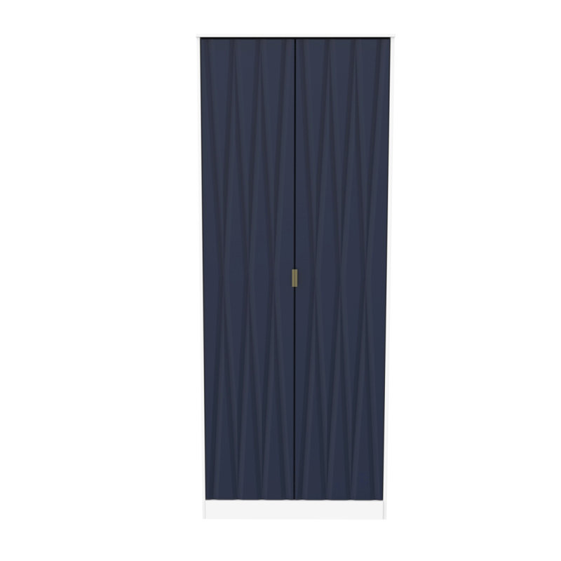 Fully Assembled Fellgren Diamond 2 Door Wardrobe, Indigo / White Matt Veneer