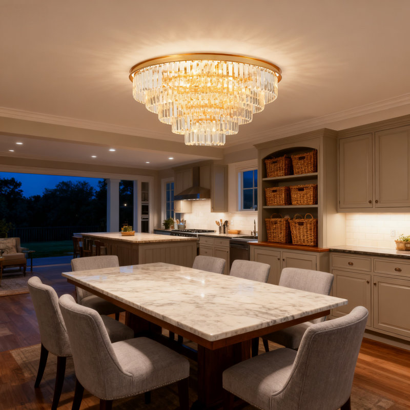 31.4-inch - Postmodern Round Five-tier Crystal Ceiling Light - E14 Base / Dimmable / Remote Control