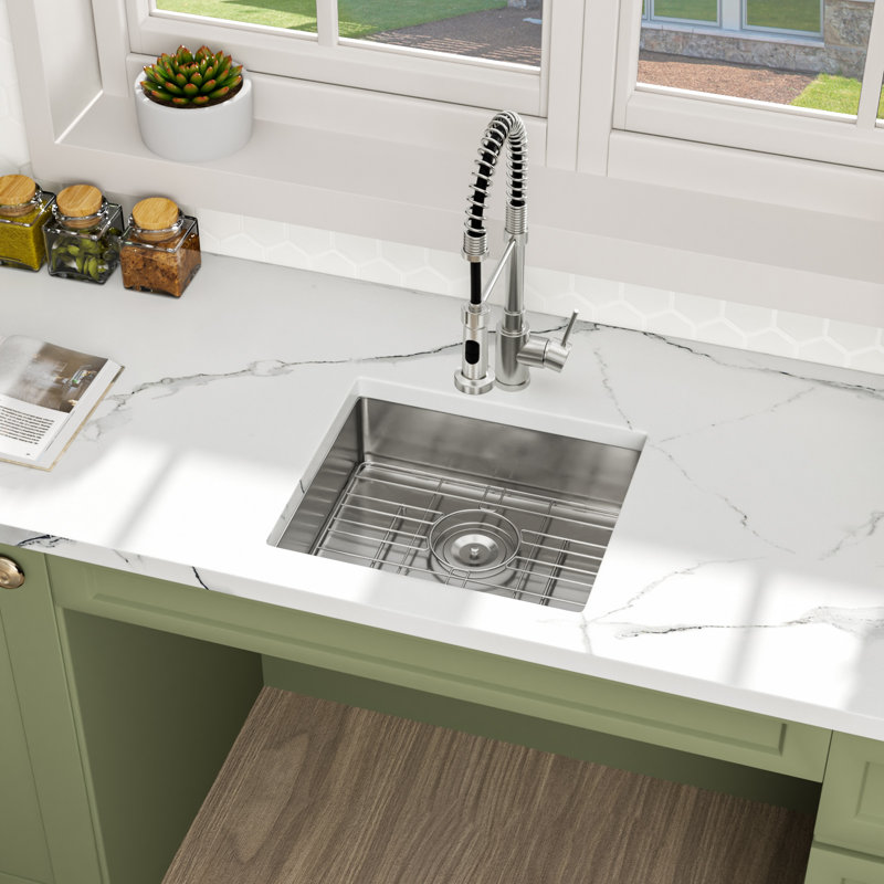 18"L x 16"W ADA Undermount Kitchen Sink 16G Stainless Steel Single Bowl Bar Sink with Accessories, 18"L x 16"W 