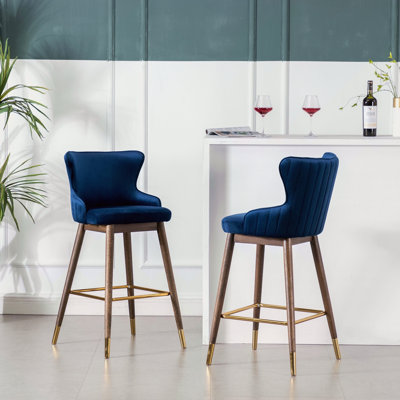 Tabourets de bar rembourrés en tissu, ensemble de 2