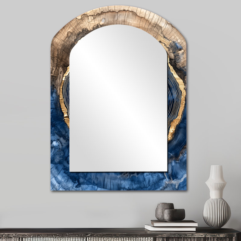Miroir mural asymétrique en cristal Aqua, 34 po x 25 po