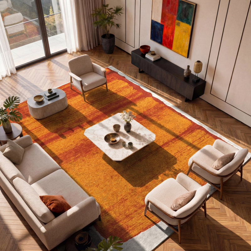 Orange Jacquard Recycled P.E.T Rug, Rectangle 170 x 240 cm