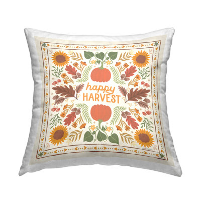 Design de coussin décoratif imprimé Happy Harvest par Laura Marshall