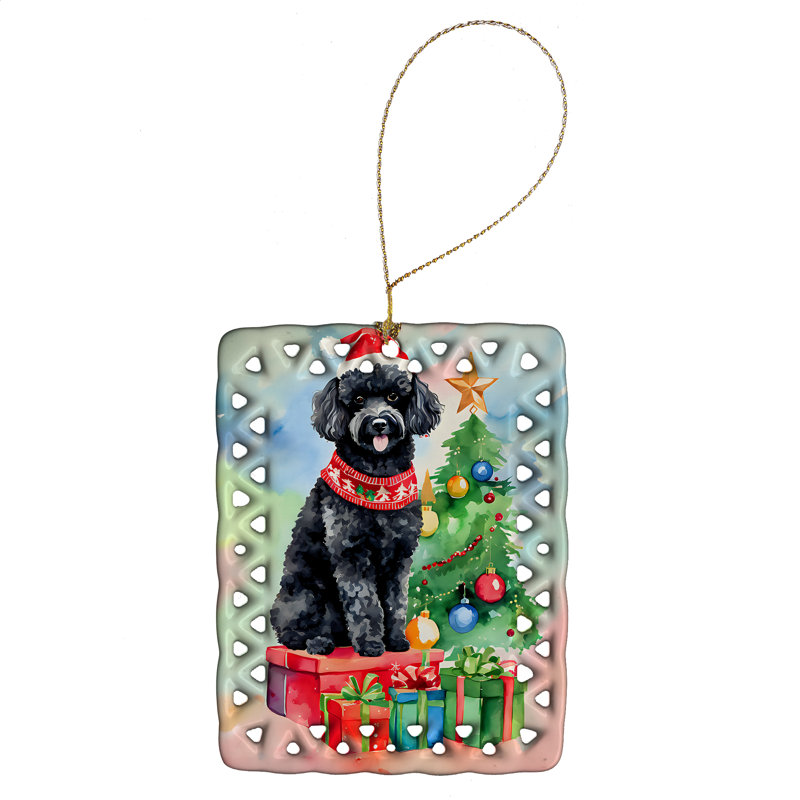 Ornement en porcelaine de Noël caniche, Caniche 3572