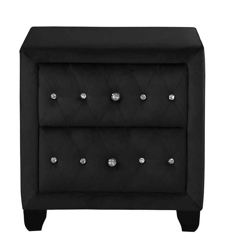 Table de chevet contemporaine en bois avec deux grands espaces de rangement en noir 2 table de chevet au design élégant pour chambre à coucher fonctionnelle