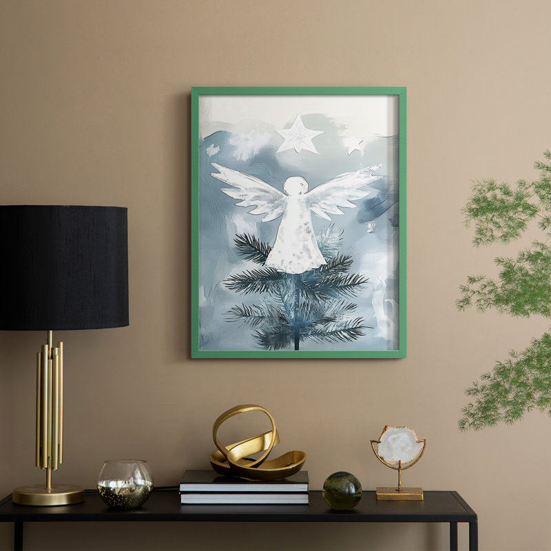 «Christmas Holiday Art», reproduction encadrée Cxxxix - bois massif, H 15 po x l 12 po, Vert