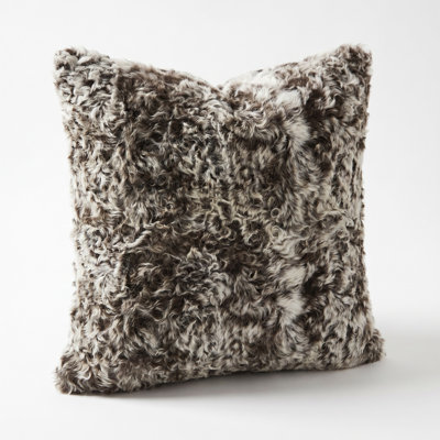 Curly Kalgan Lambskin Throw Pillow with Feather Down Insert