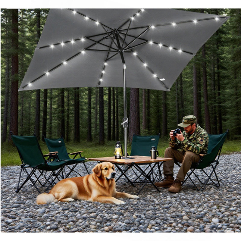 Parasol solaire Sun, parasol de patio éclairé, Dark Gray