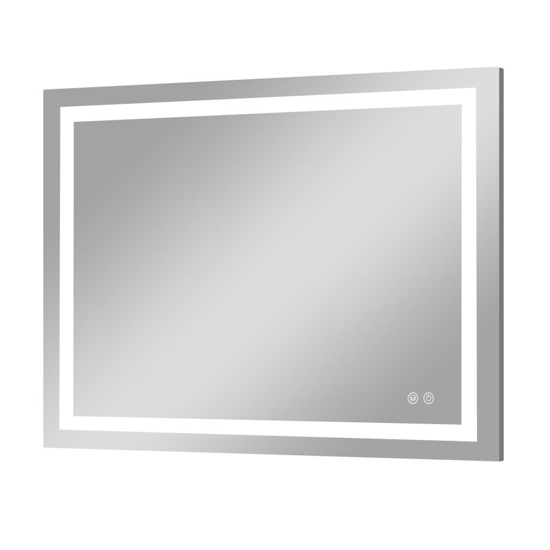 Cardier Front and Backlit Wall Mount Bathroom LED Vanity Mirror with 3-Color Adjustment, Shatterproof, Tempered Glass