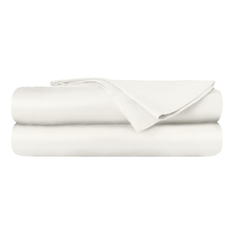 Delara GOTS Certified 100% Organic Cotton Sateen Sheet Set, 400TC Long Staple, Soft & Breathable with Deep Pocket, Ivory