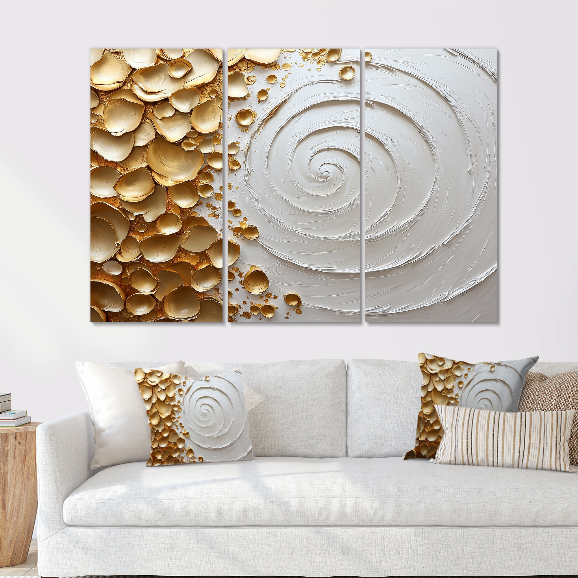Ophelia & Co. White And Gold Rose In Vortex Love II - Abstract Spirals ...
