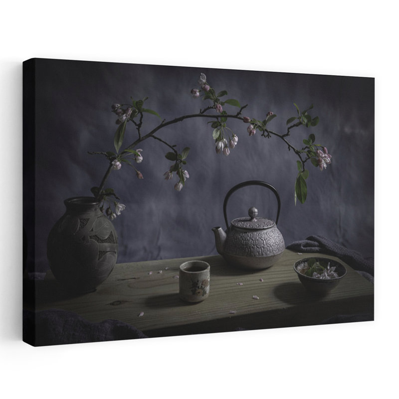 Dashiell Contemporary Art Peaceful Serene Tranquil Cherry Flower Spring Wall Art - Wrapped Canvas Print