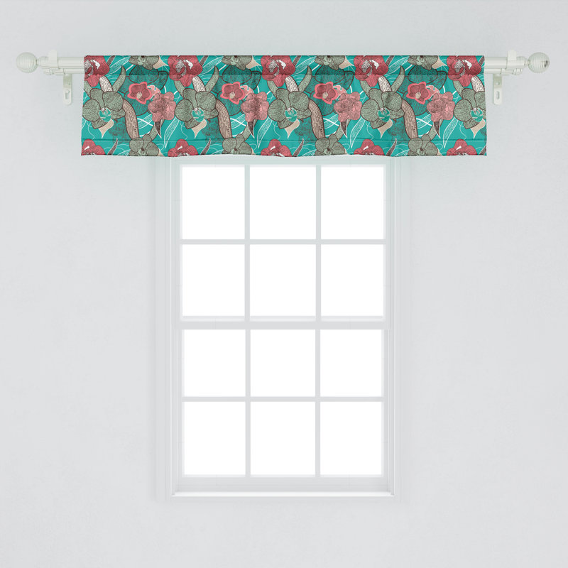 Ambesonne Flower Valance Pack of 2 Hand Drawn Colourful Blossoms Multicolor