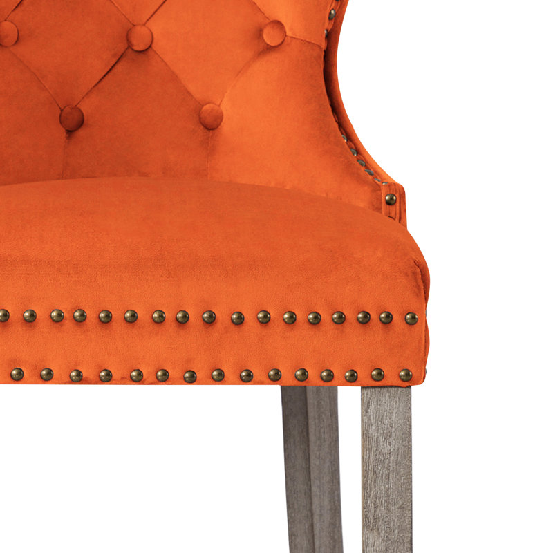 Tabouret de bar et de comptoir Kirsten, Tabouret de bar (siège d'une hauteur de 29 po), Orange / cadre gris antique