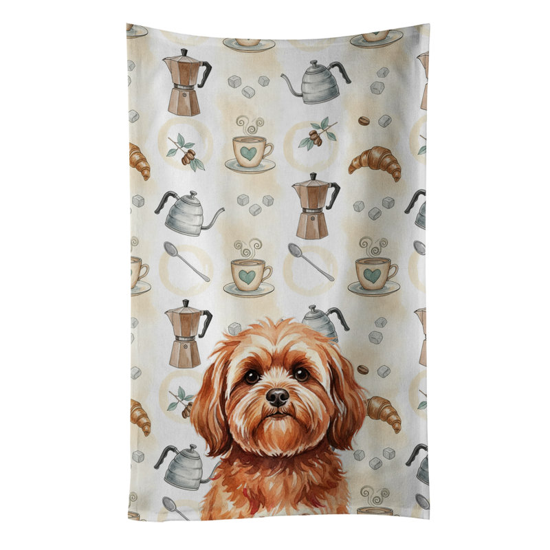 Serviette de cuisine Coffee Bar, Rouge Lhasa Apso