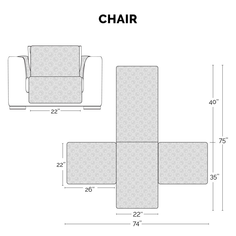 Gray Quilted Waterproof Non-Slip Chair Protector Cover