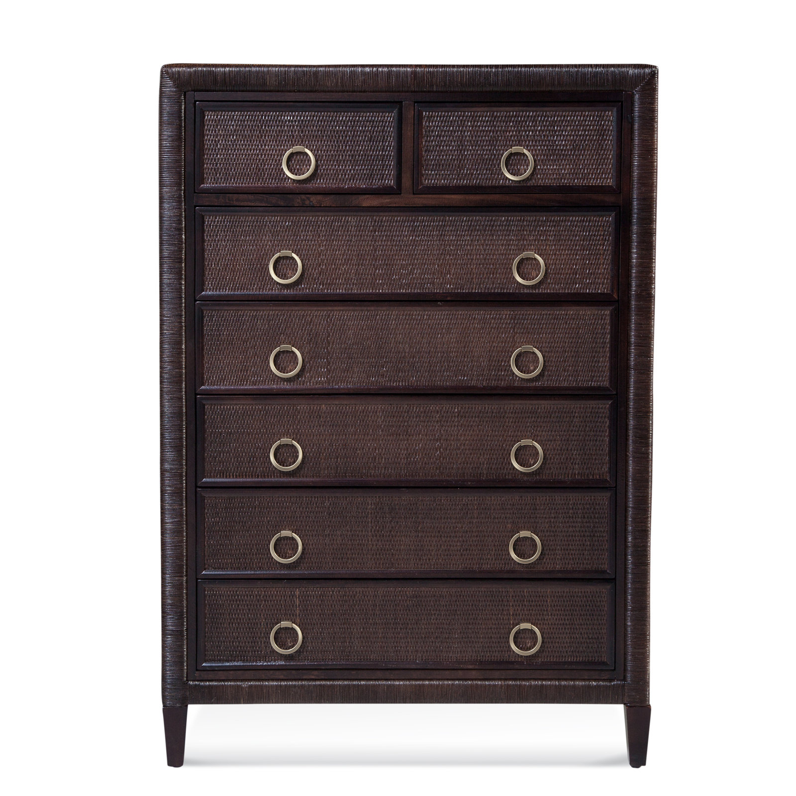 Warwick 38" Wicker Dresser, Antique Black, Satin Nickel