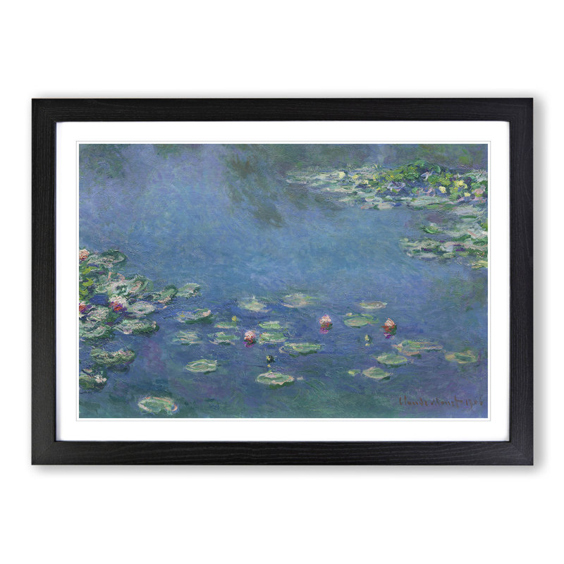 Water Lilies Lily Pond Vol.24 by Claude Monet - Picture Frame Painting on MDF, Black, 48cm H x 65cm W x 2cm D