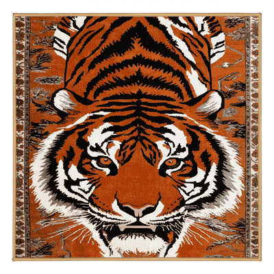 Washable Indochinese Tiger Big Cats Area Rug