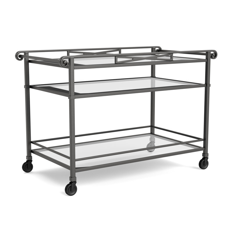 Venetian Bar Cart, Textured Pewter