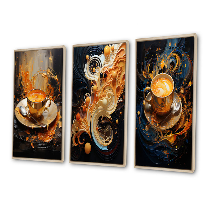 Abstrait arôme café rêve, Cadre flottant brun, H 28 po x l 36 po