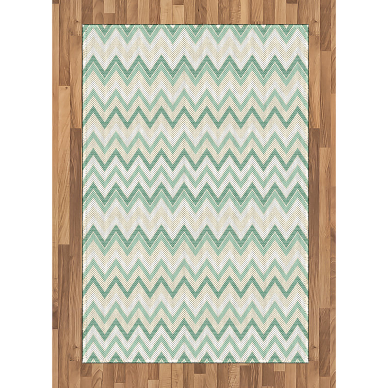 Tapis décoratif à longues fibres en polyester Aqua, Rectangle— 4 pi x 5 pi 8 po
