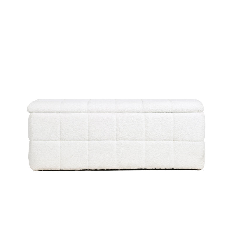 Banc de rangement avec repose-pieds Lawona, Blanc