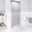Porte de douche pivotante 36 po x 72 po | Cadre en aluminium chromé | Demi-cadre | Verre trempé 1/4 de pouce avec film antidéflagrant | Poignée en acier inoxydable-123668132