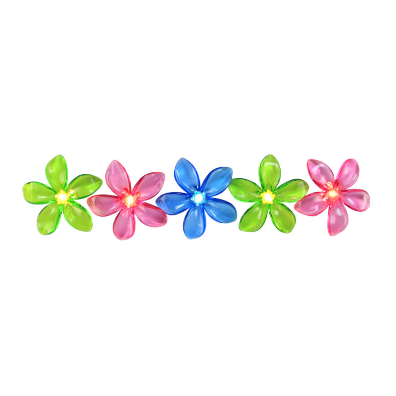 Ensemble de 10 lumières roses, bleues et vertes à motif de fleurs et de jardin 2,5