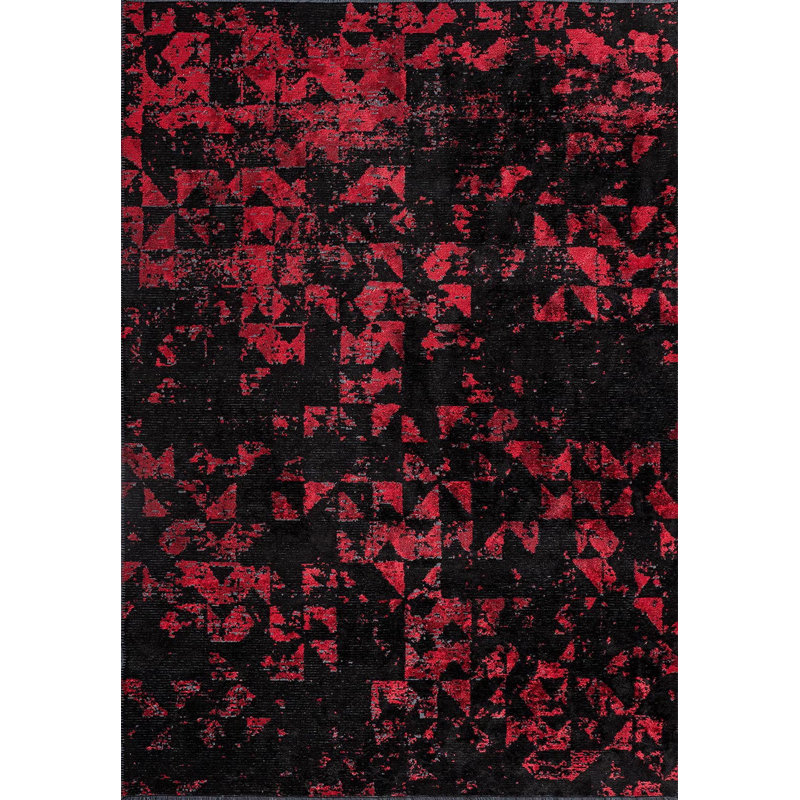 Bauza Abstract Hand Loom Indoor / Outdoor Area Rug, Rectangle 5'3" x 7'6"