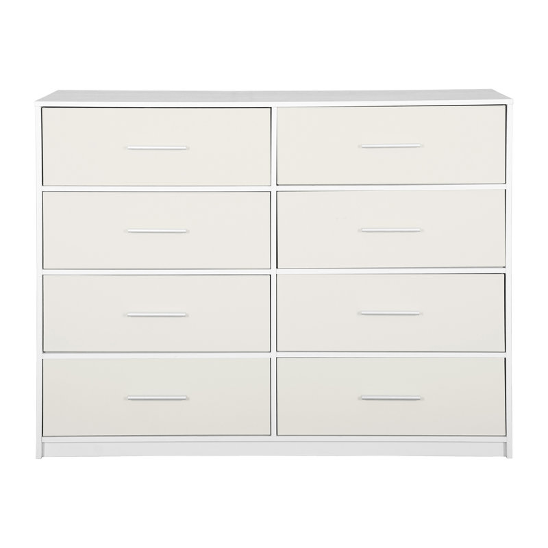 Commode 8 tiroirs avec grands tiroirs en tissu, Blanc