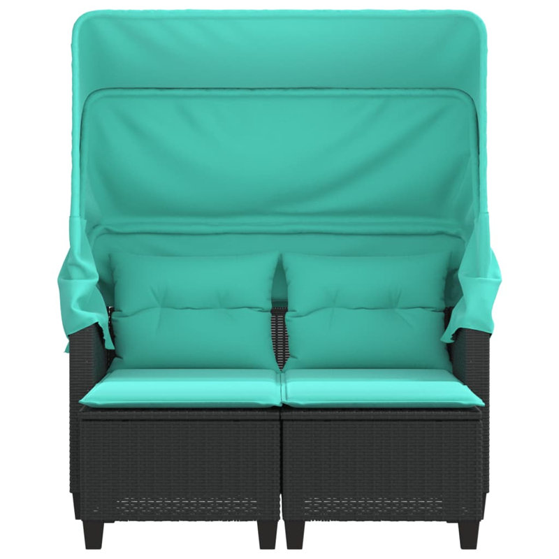 48.4'' Wide Rectangle Patio Sofa with Cushions, Blue/Black