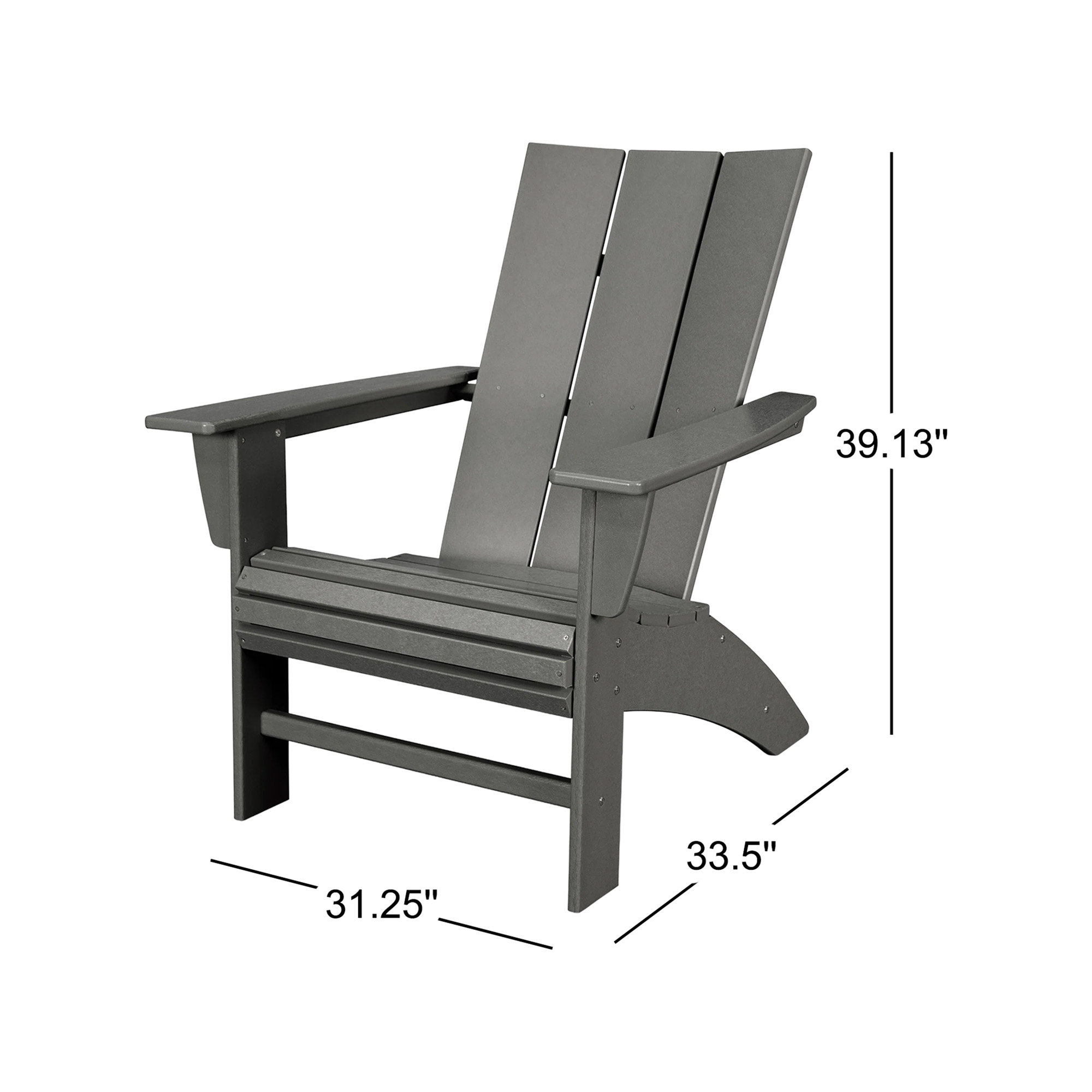 POLYWOOD Modern Curveback Adirondack Chair, Slate Gray