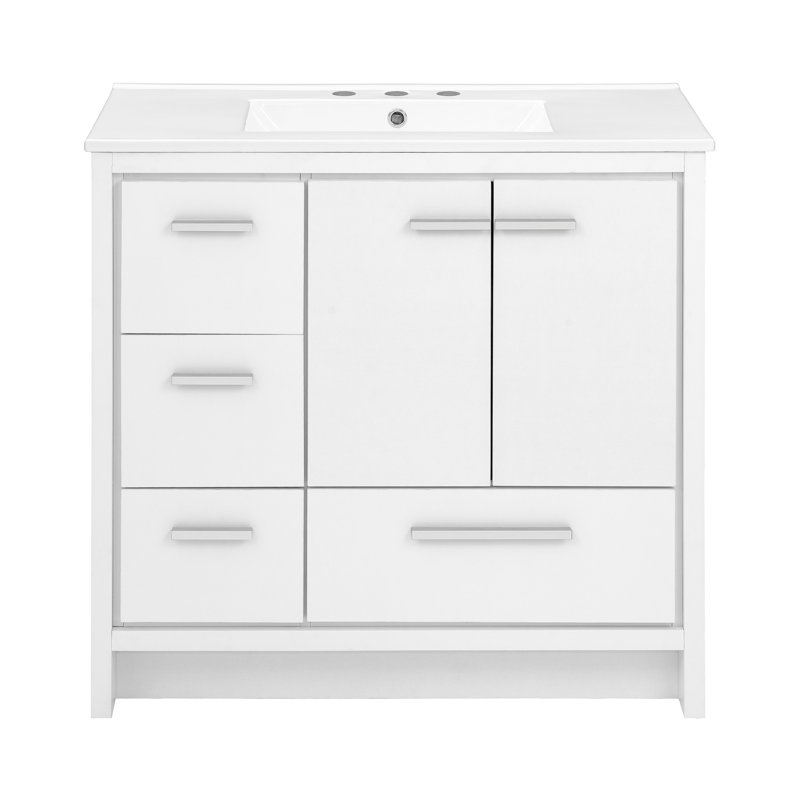 Virage 36 Freestanding, Bathroom Vanity, White, White, 3