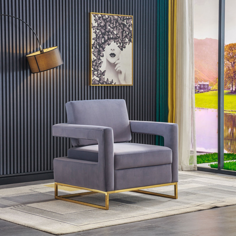 Fauteuil Teagann, Velours gris velours