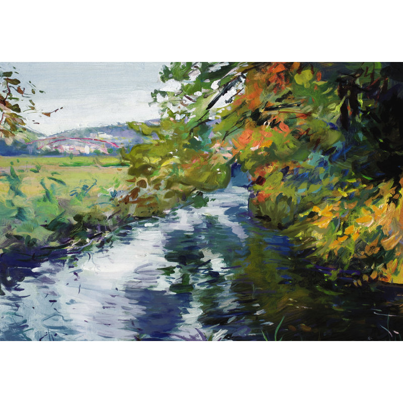 River Scene II - Painting Print, Black Floater Framed, 30 cm H x 46 cm W